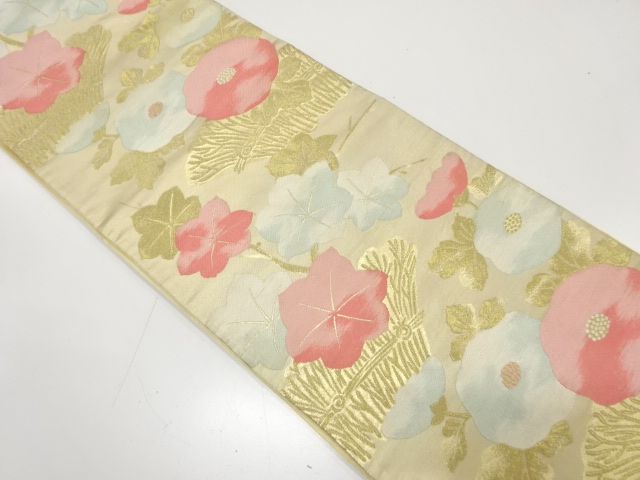 JAPANESE KIMONO / ANTIQUE FUKURO OBI / SILK / WOVEN KIKU